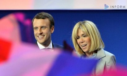 Ông Macron và vợ.