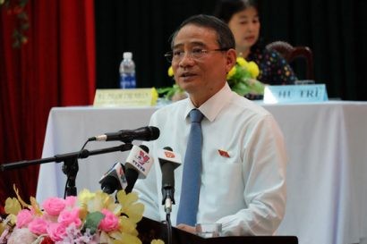 Ông Trương Quang Nghĩa tại buổi tiếp xúc cử tri quận Cẩm Lệ sáng 20-9 