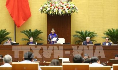 Chủ tịch Quốc hội Nguyễn Thị Kim Ngân phát biểu kết thúc nhóm vấn đề thứ hai. Ảnh: Dương Giang - TTXVN 